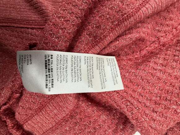 Free People Leo Oversized Waffle Knit Henley Thermal Top Rose Pink S - Picture 6 of 6